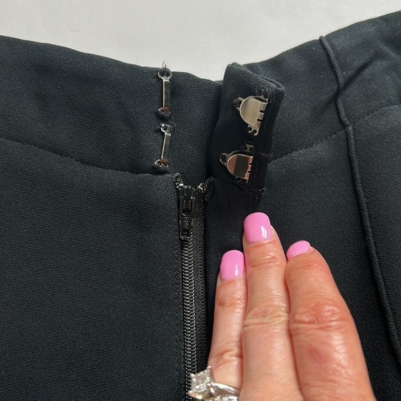 ALEXIS Black Wide Leg Culottes Crop Pant Pockets Heavyweight Designer Sz M - Picture 5 of 13